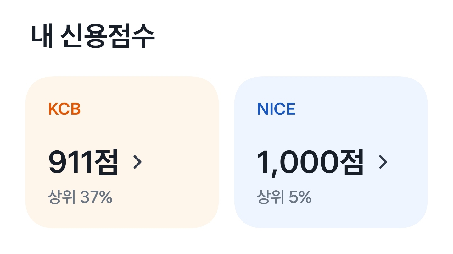 신용점수 처음 조회해봤는데 의외로 높네