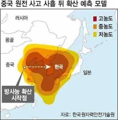 중국 원전 사고 시 한반도.3.jpg