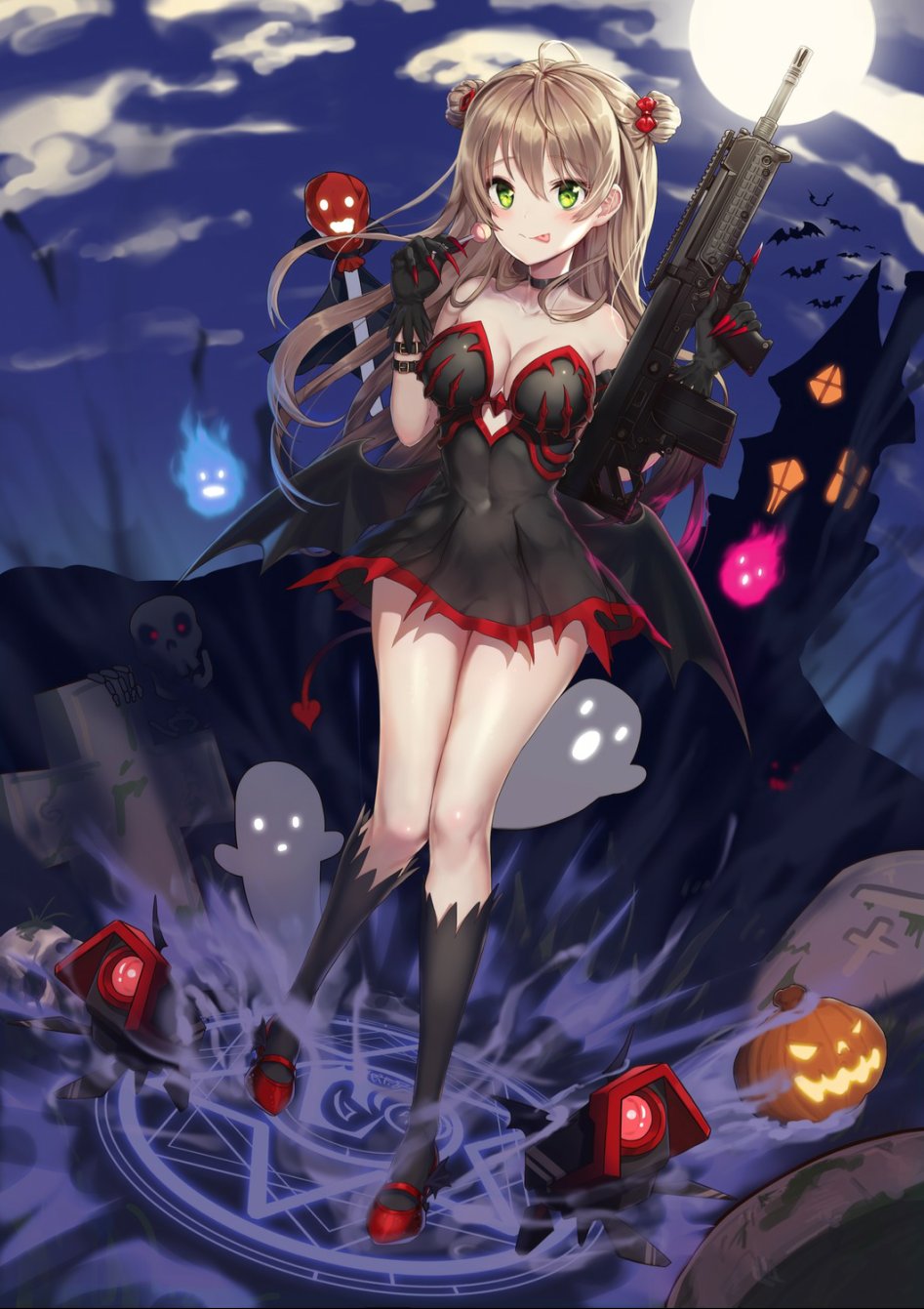 yande.re 414511 sample cleavage dress girls_frontline greem_bang gun halloween rfb_(girls_frontline) wings.jpg