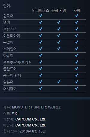몬스터 헌터 월드 스팀판 한국어 지원(영상추가)_4.png