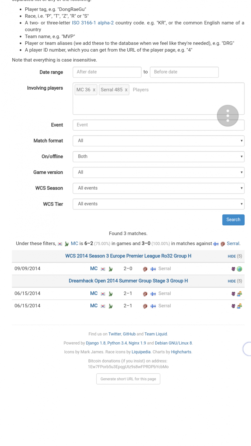 올해 스투 우승자 세랄의 전적