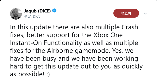 Screenshot_2018-11-14 트위터의 Jaqub (DICE) 님 In this update. there are also multiple Crash fixes, better support for the Xbox O[...].png