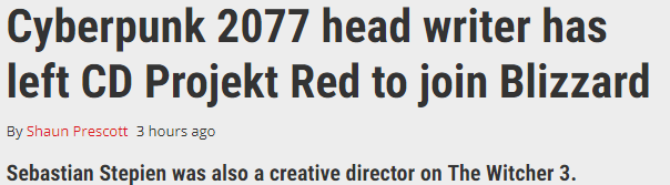 Cyberpunk 2077 head writer has left CD Projekt Red to join Blizzard PC Gamer.png