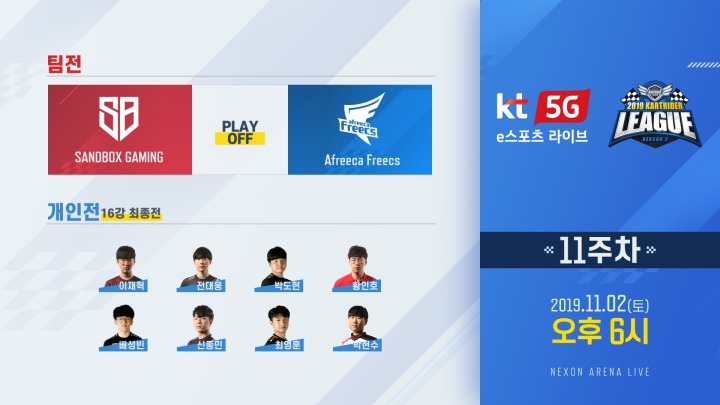 [SPOTV GAMES 보도자료] 2019 kt 5G 멀티뷰 카트라이더 리그 시즌2 11주차 방송 안내 (19.11.01).png