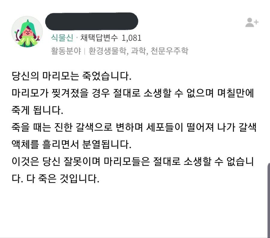 아 마리모 찢어져서 검색햇는데.jpg