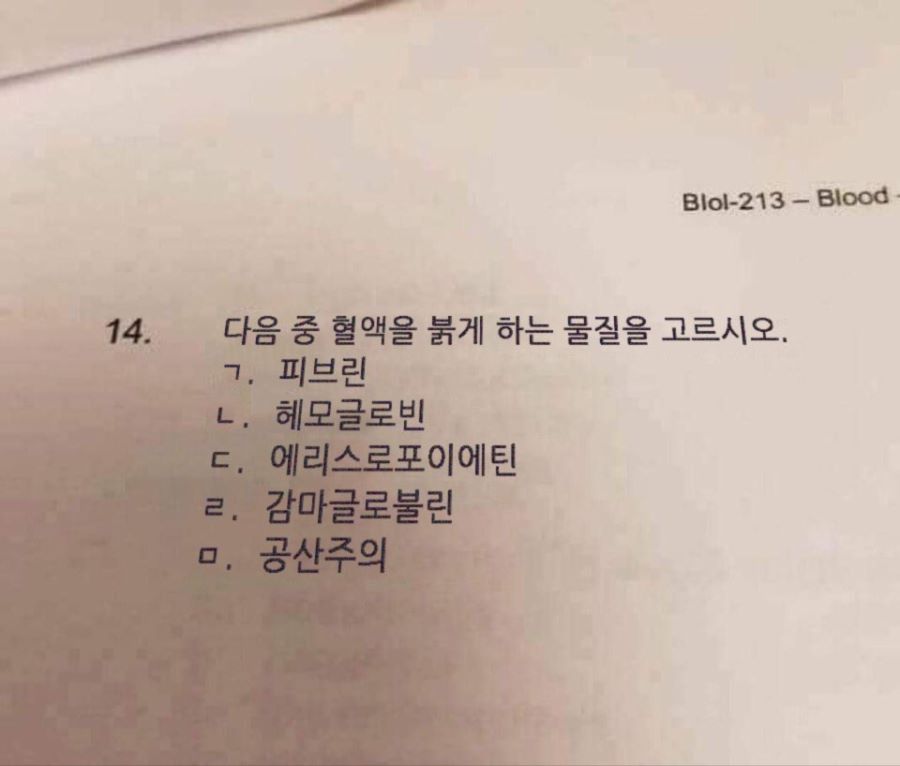 다음 중 혈액을 붉게하는 물질을 고르시오._1.jpg