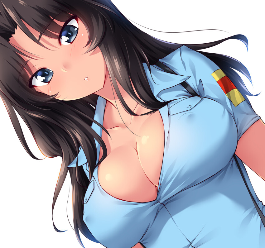 Dark haired uniform big nipples