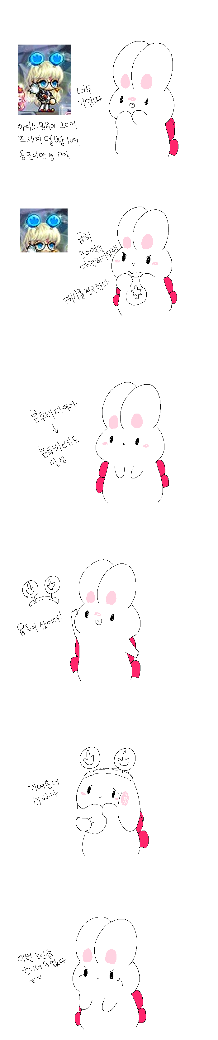 메이플코인샵 캐시모자랑옷을산 토끼만화