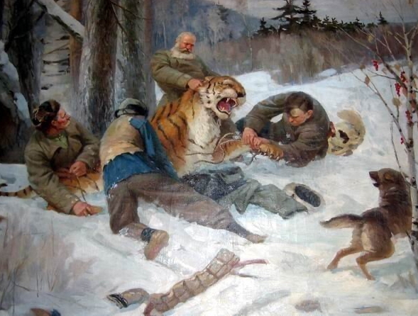 러시아 에선 사람이 호랑이를 사냥하고 개가 지휘합니다_1.jpg