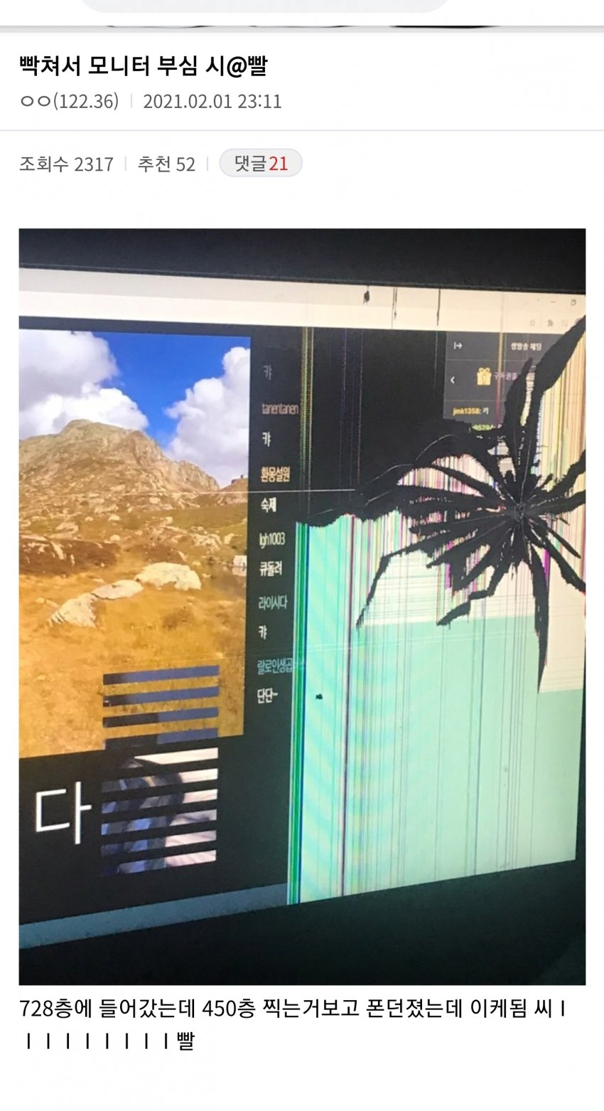 2021년 업데이트된 비트코인갤 떡락 반응