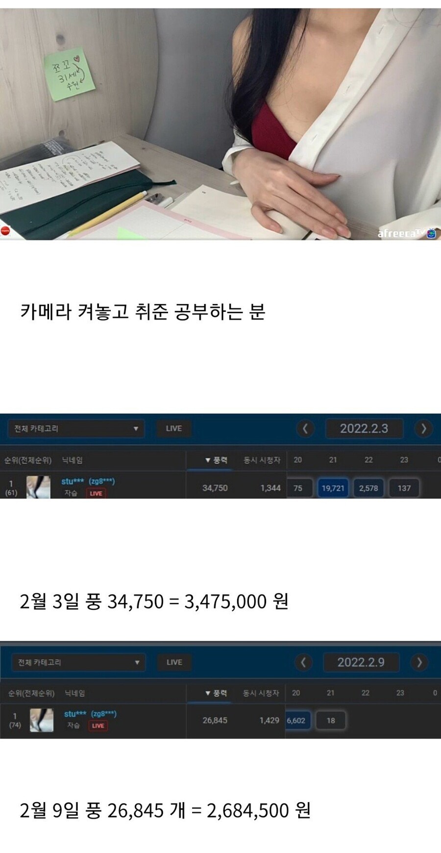 공부하는 bj의 하루수입