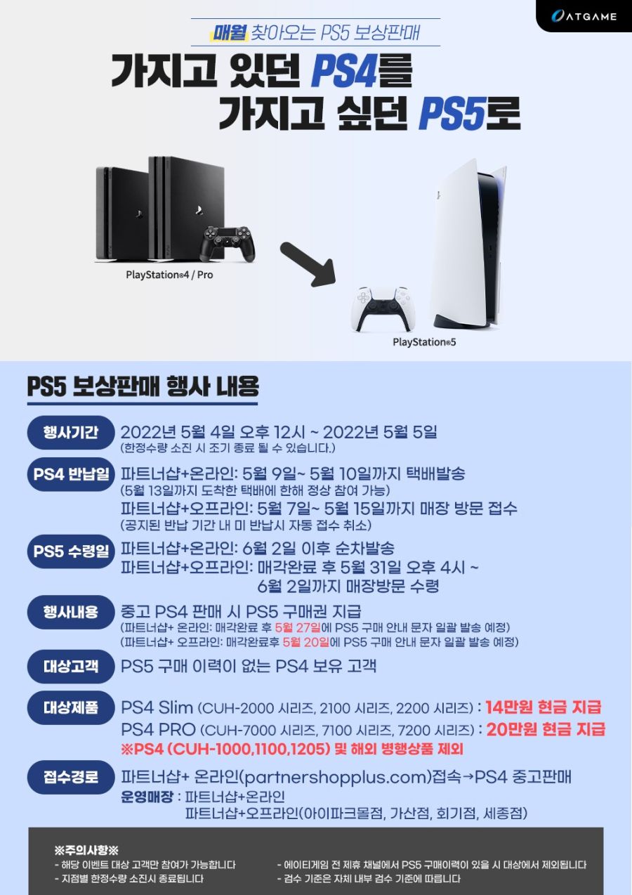 [파트너샵+] 5.04 (수) 낮 12시 PS5 보상 판매 3차 예정_1.jpg