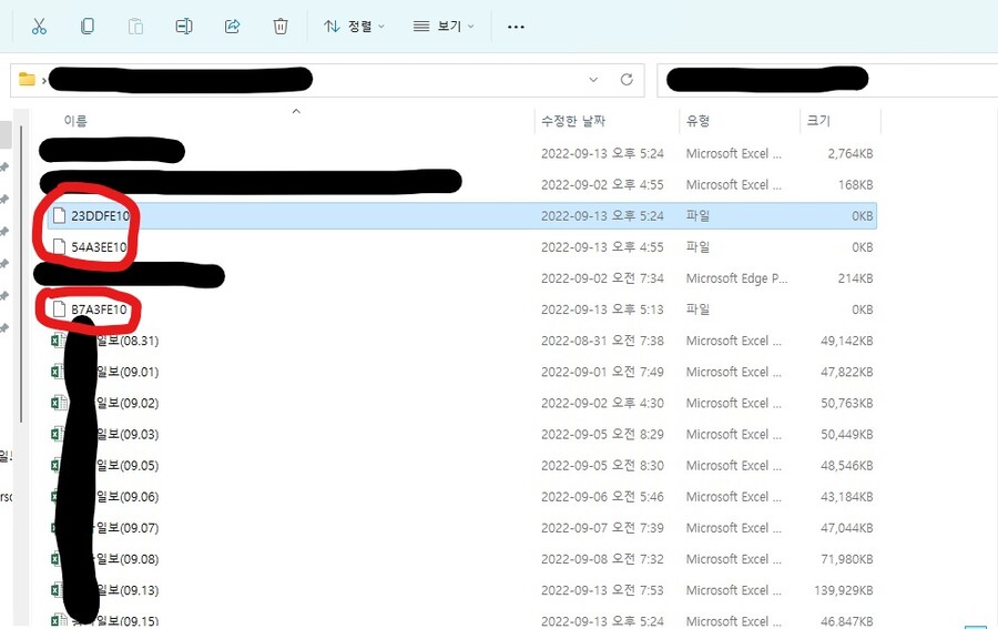 엑셀파일 저장하면 임시파일이 생겼다가 안사라지네요._1.jpg