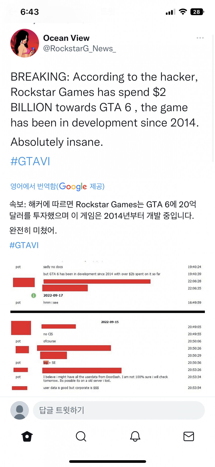 GTA 6의 개발은 2014년부터 시작되었고 제작비는 약 20억 달러
