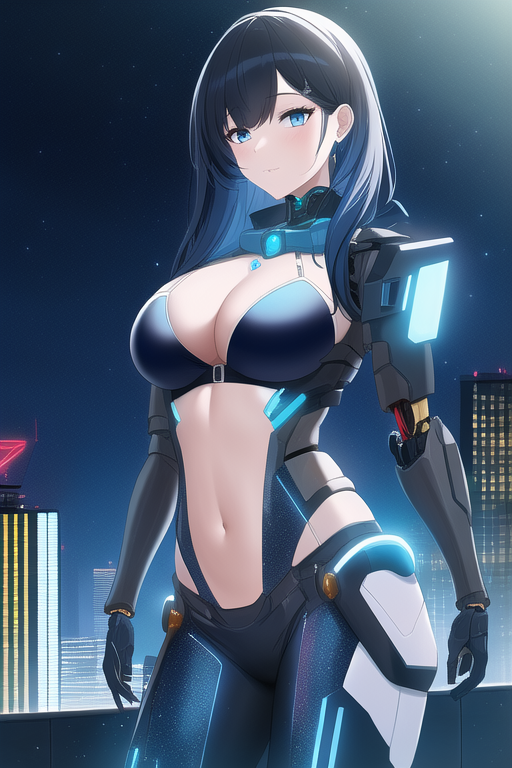 blue archive(style), {light rayer}, ((blue light particles)), 1girl, {detailed}, high resolution illustration, lustrous skin, colorful, blue eyes, black hair, large breast, cyborg, s-49199636.png