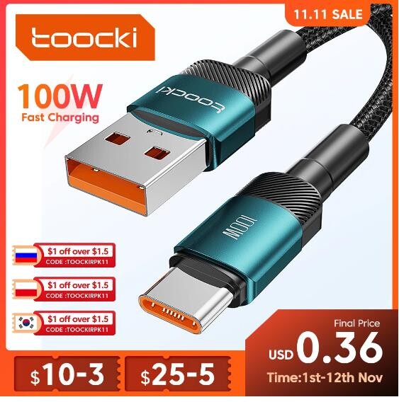 Toocki 100W/66W 타입C 고속 충전 케이블 (764원/무료)_1.jpg
