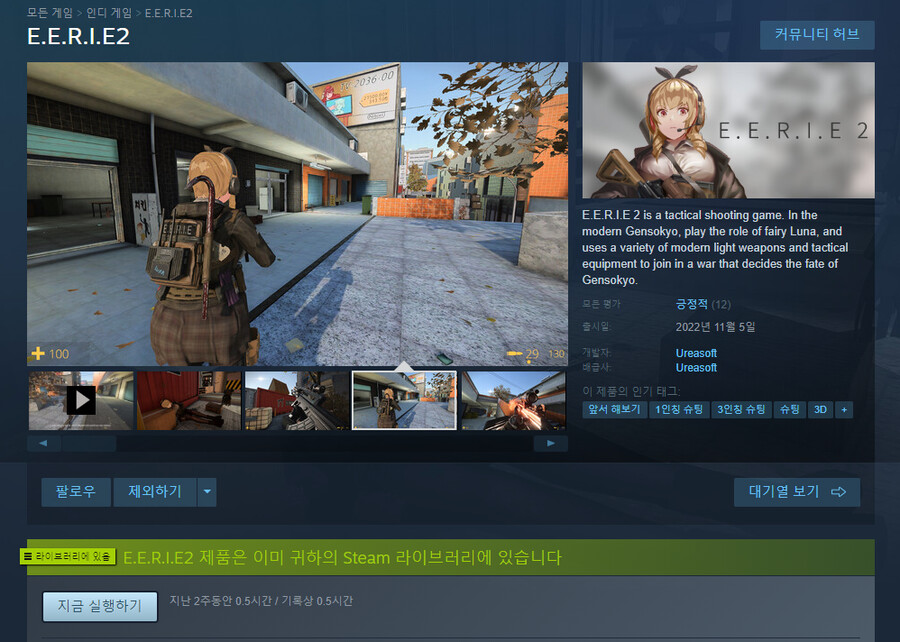 동방프로젝트 2차 창작 FPS게임 E.E.R.I.E2 얼리엑세스 발매_1.png