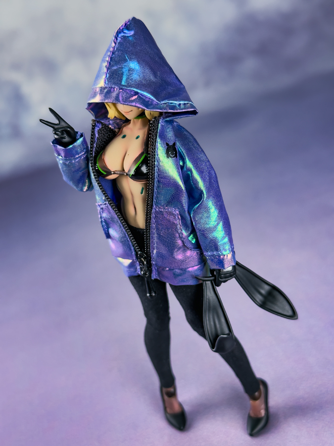 스네일쉘 컬러풀 코트 & 전술 후드 망토 착샷_6.jpg