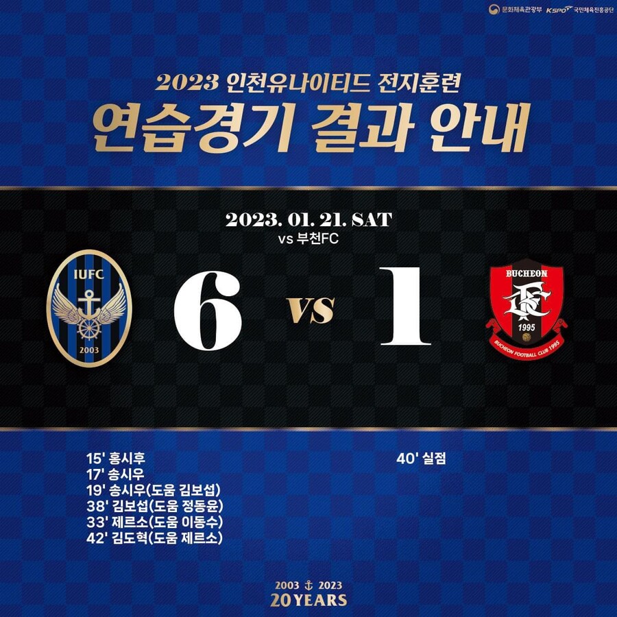 K리그 032 더비 태국 전지훈련 연습 경기 결과