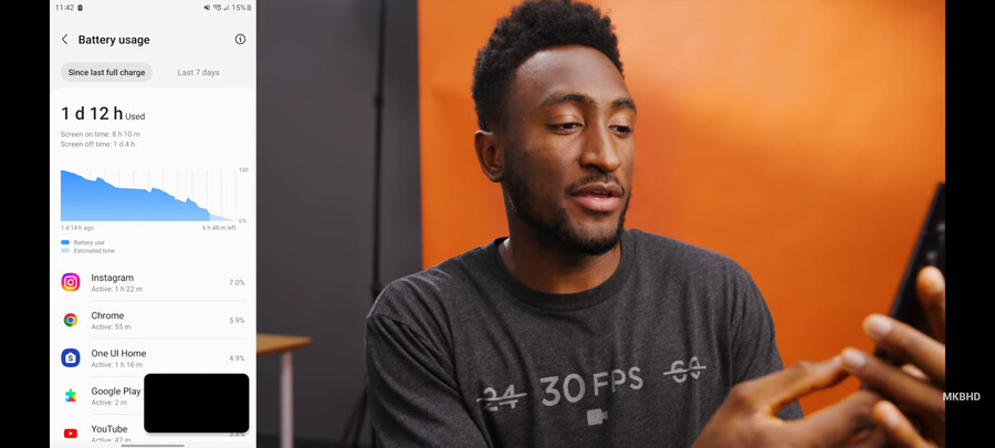 유튜버 MKBHD가 체험한 갤럭시 S23 울트라 배터리타임_2.png