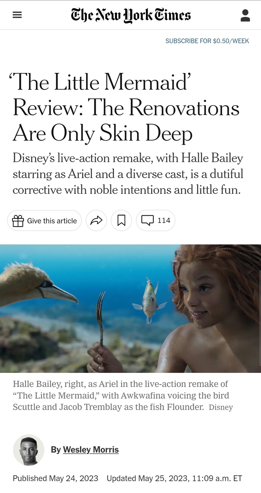 인어공주) 뉴욕 타임즈의 흑인 기자도 쓴소리_1.jpg