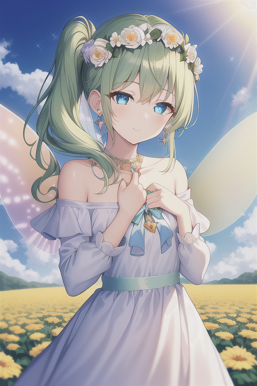 00666-513464319-best quality, masterpiece, 1girl, masterpiece portrait, highres, beautiful, pretty, daiyousei, light green hair, long hair, side.png