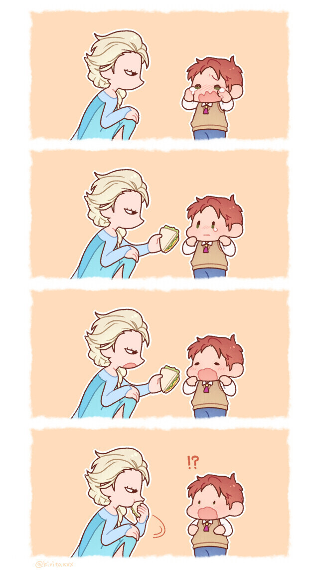 겨울왕국) 한스 샌드위치 뺏어 먹는 엘사._1.jpg