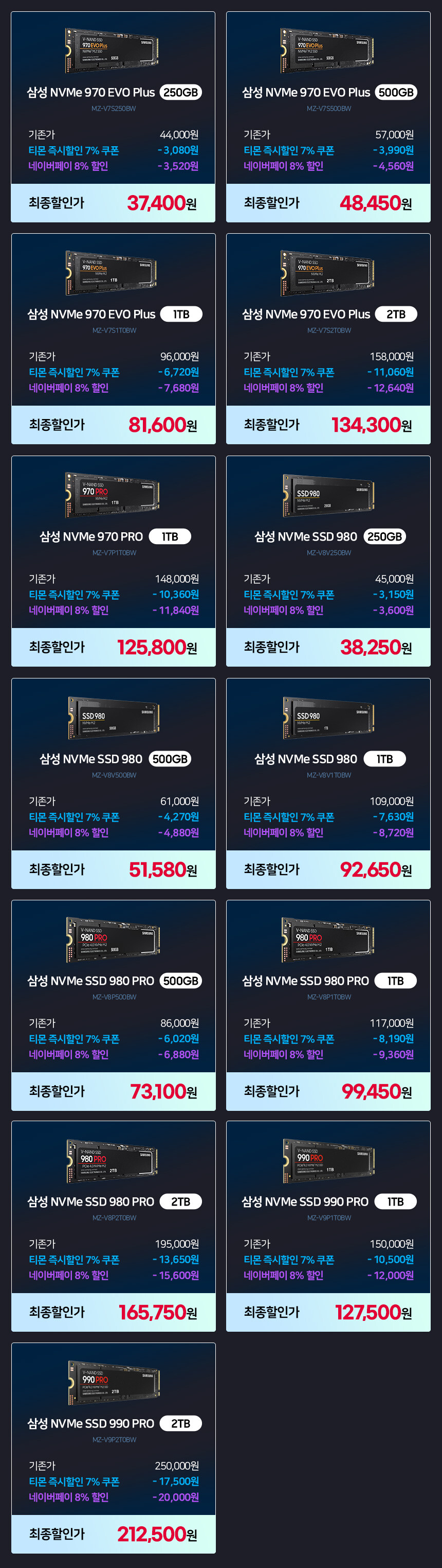 삼성전자 SSD 980 PRO 1TB (99,450/무료) 외 저장장치 행사_4.jpg