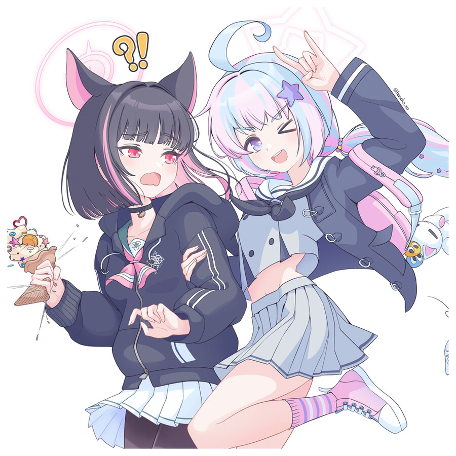 블루아카) 카즈사 & 레이사 일러스트_1.jpg