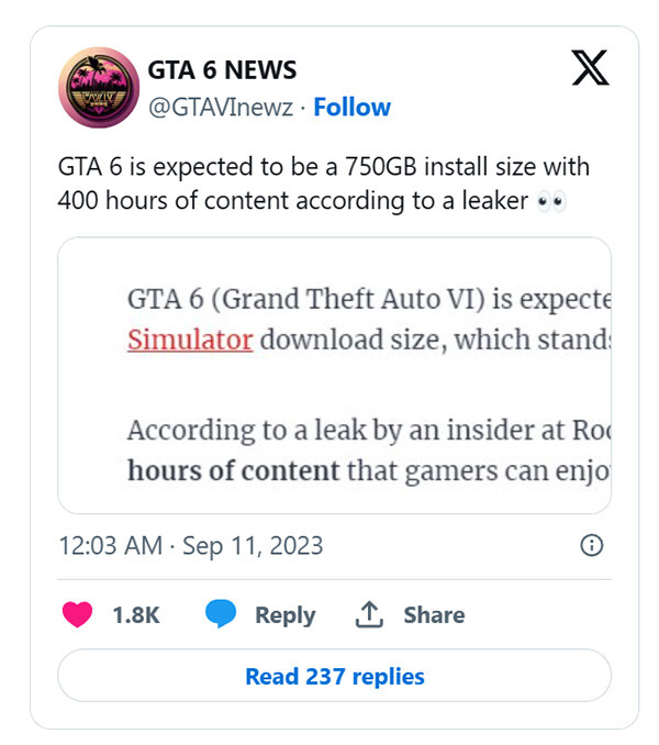 [루머] GTA 6 용량은 750 GB에 플레이 타임은 400 시간_2.jpg