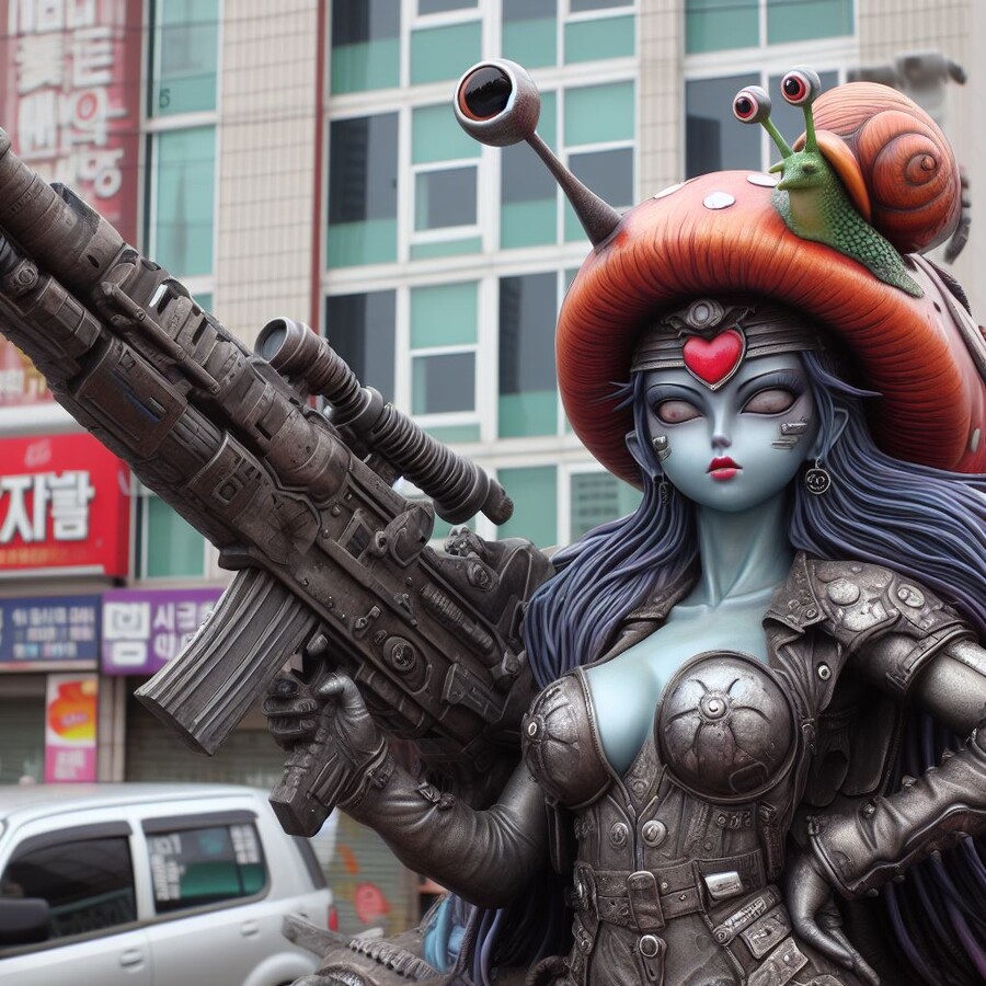 bing) 메탈슬러그에 나오는 마즈피플이 서울에 출현한걸 그려줘!!_8.jpg