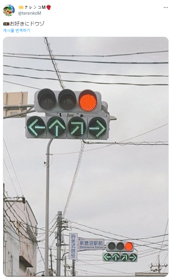 일본 교차로 뇌정지오는 신호등jpg