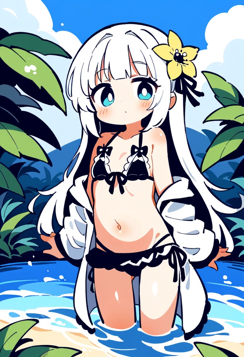 AI) 오후의 프릴 수영복 은발 미소녀_7.png