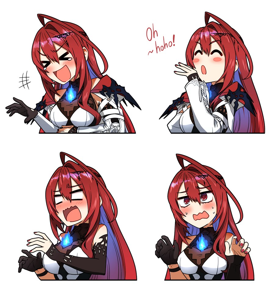 버튜버) 엘리자베스 로즈 블러드플레임 다양한 표정 그려봄_1.png