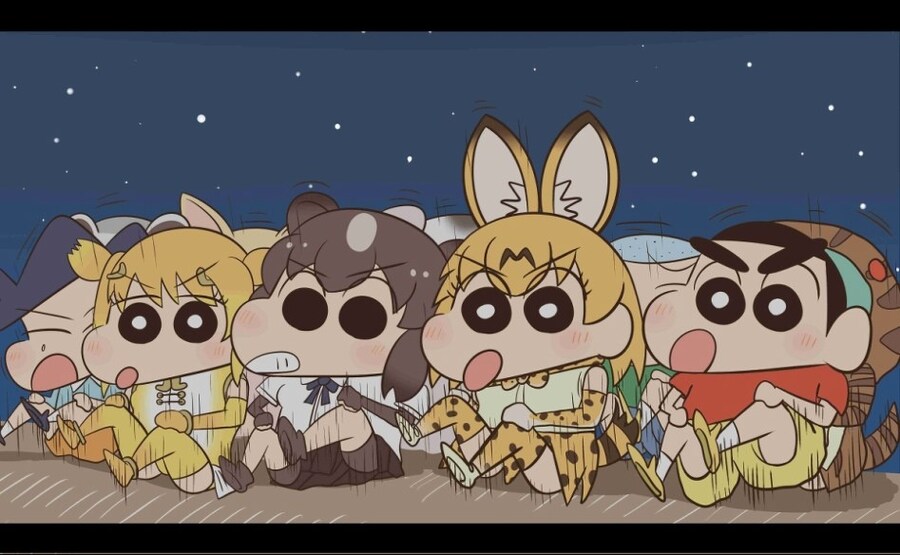 케모노프렌즈,짱구) 엉덩이 걷기로 돌진하는 친구들_1.jpg
