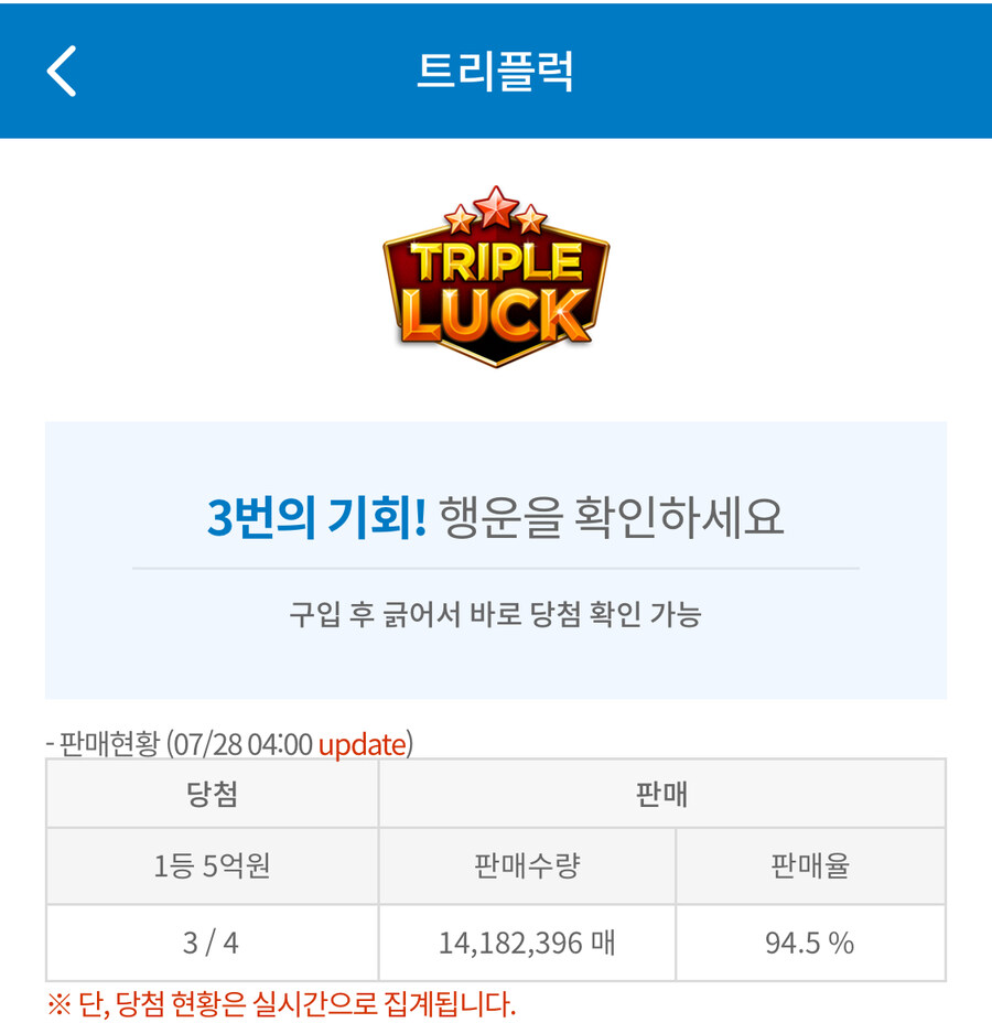 817604분의 1확률로 오억원