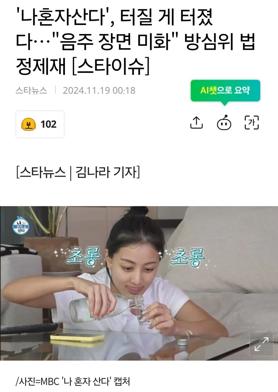 음주장면 미화로 법정제재 받은 나혼자산다.jpg_1.jpg