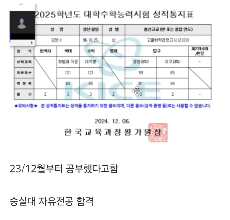 하스스톤 프로게이머가 고등학교 자퇴후 12년만에 친 수능 성적표.jpg_1.jpg