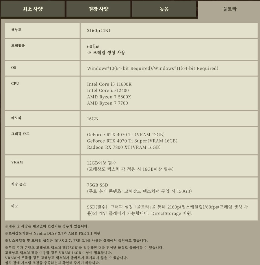 몬스터 헌터 와일즈 권장사양 변경_6.png