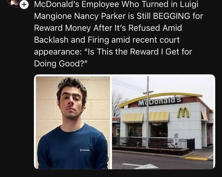 루이지 멘자오니 밀고한 맥도날드 직원 근황.jpg_1.jpg