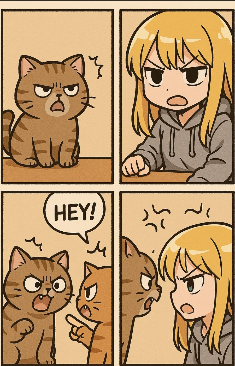 자기 고양이랑 싸우고 화해하는 스트리머 만화 그려줘.jpg_1.jpg