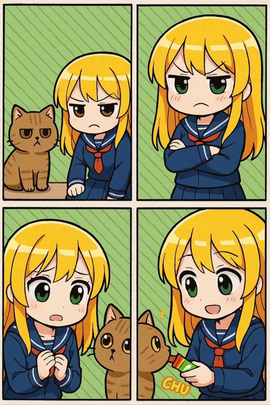 자기 고양이랑 싸우고 화해하는 스트리머 만화 그려줘.jpg_2.jpg