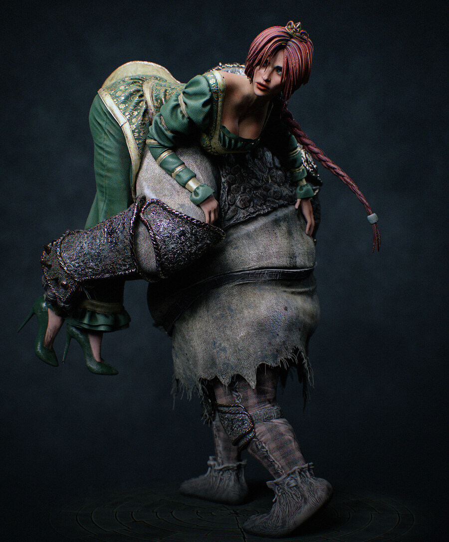 퇴근 후 피오나(인간폼) 공주 침대로 가져가는 슈렉_3.jpg