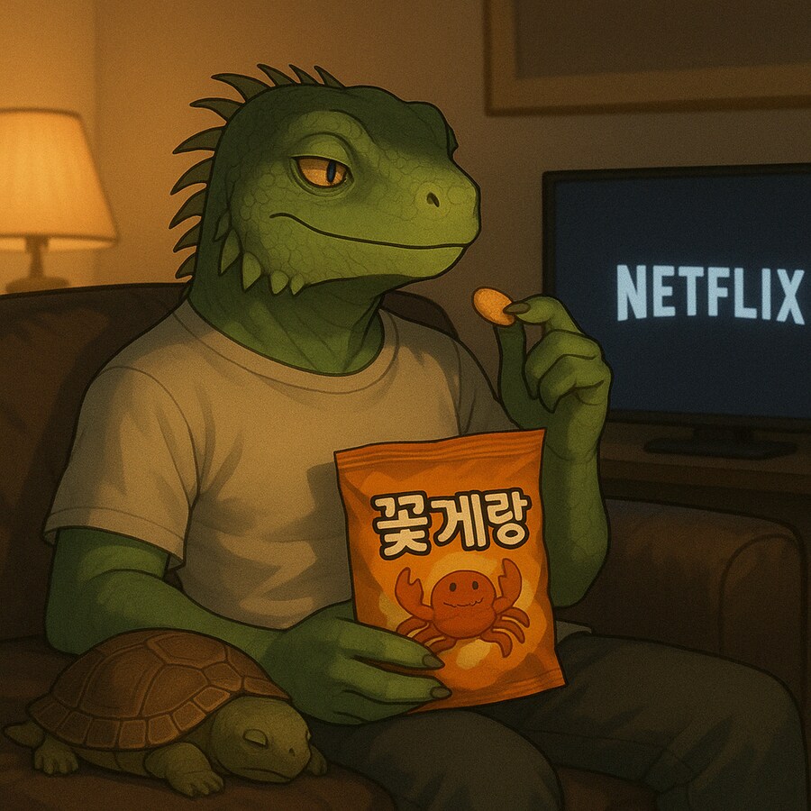 AI그림 휴일에 게임을 시작해보는 이구아나 수인 스토리_1.png