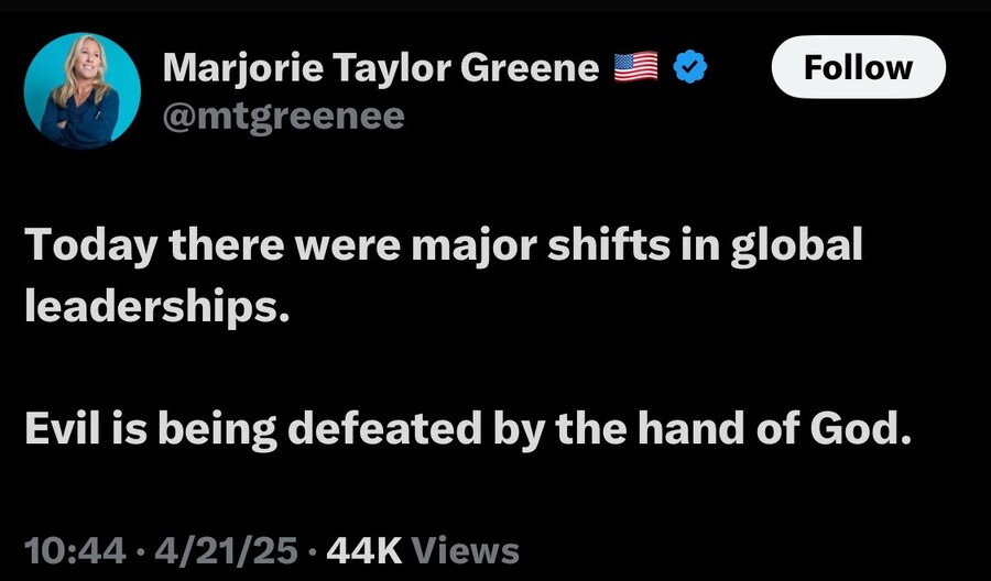 공화당 하원 의원 : 악마(교황)가 신의 손에 패배했다_1.jpg