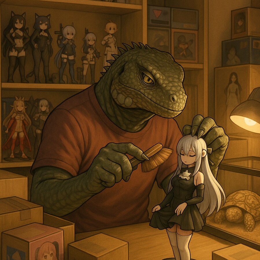AI로 뽑아본 이구아나 수인과 애완 거북이 일상물_2.png