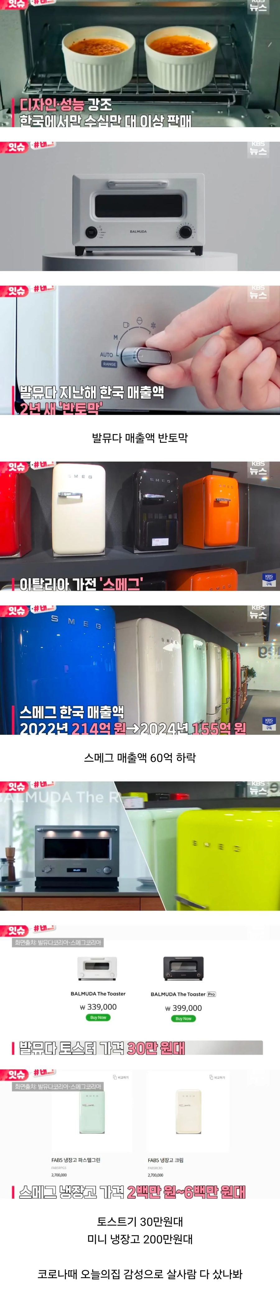 요새 안 팔린다는 발뮤다 토스트기, 스메그 냉장고