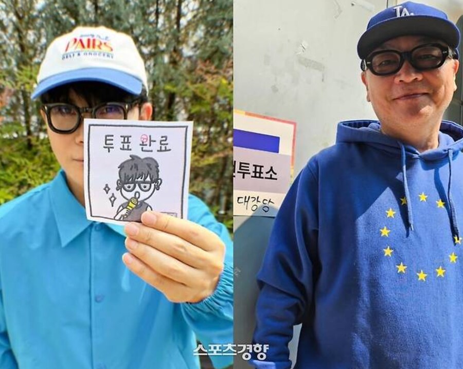 연예인은 정치색 숨겨야? 이승환·김의성, 대놓고 ‘파란 옷’ 투표 인증_1.png