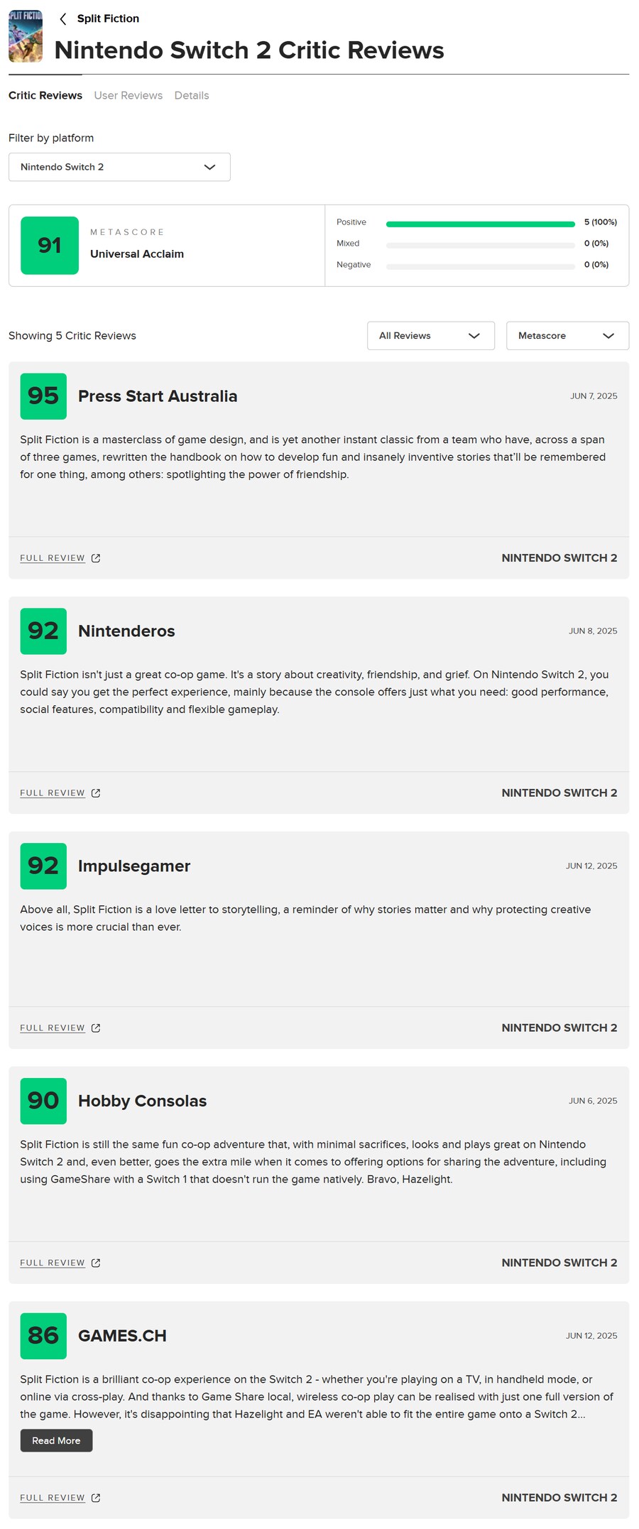 NS2 스플릿 픽션 메타크리틱 등재 및 리뷰 내용_1.png