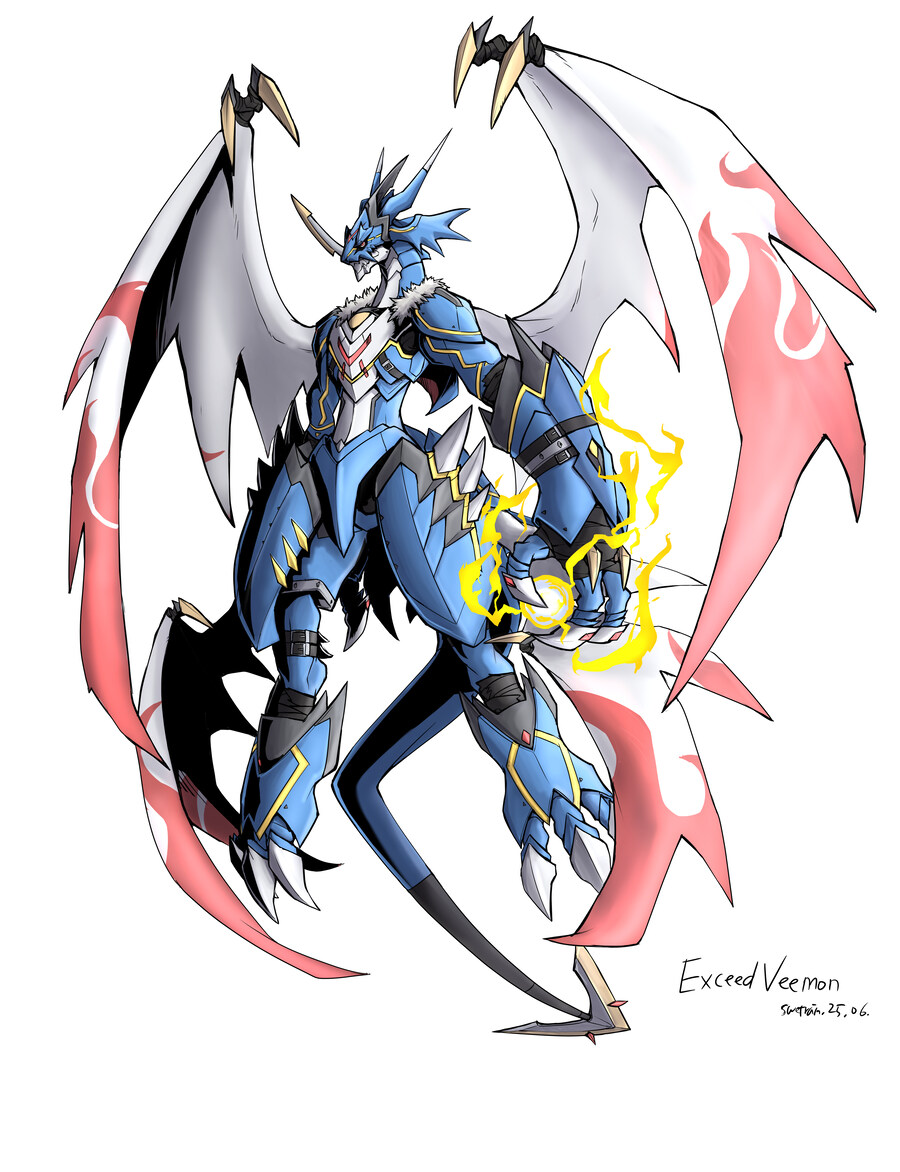 디지몬) 어쩌다 그린 브이몬 진화체들 팬아트 모음_3.jpg